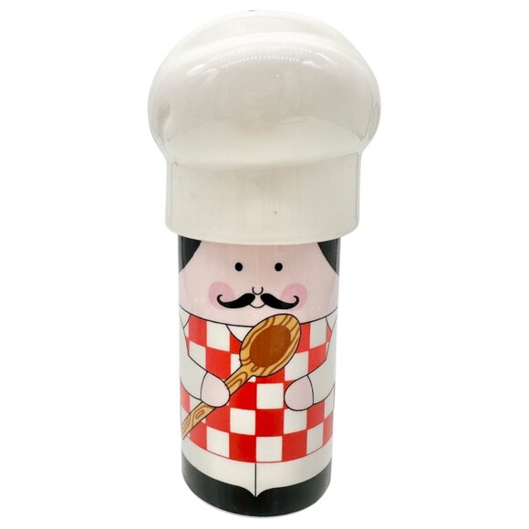 Vintage Chef Ceramic Salt and Pepper Shaker Set With Red Checkered Design - Picture 1 of 8